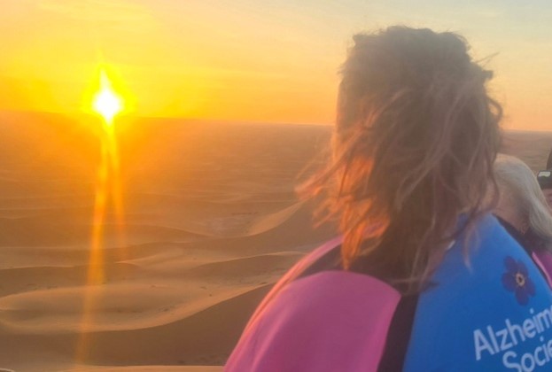Mary-Joy at the Sahara Trek finish watching the sunset