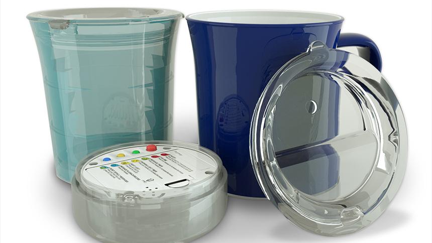 The Droplet Reminder hydration set cup and electronic base
