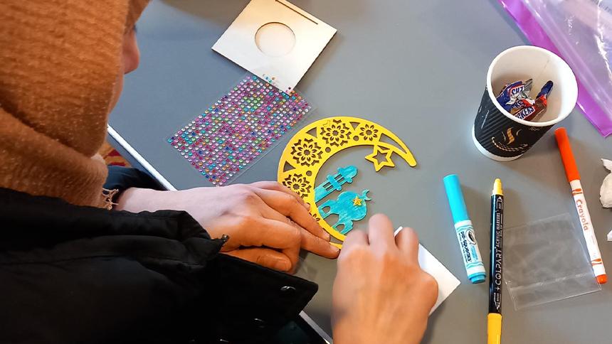 A person doing crafts