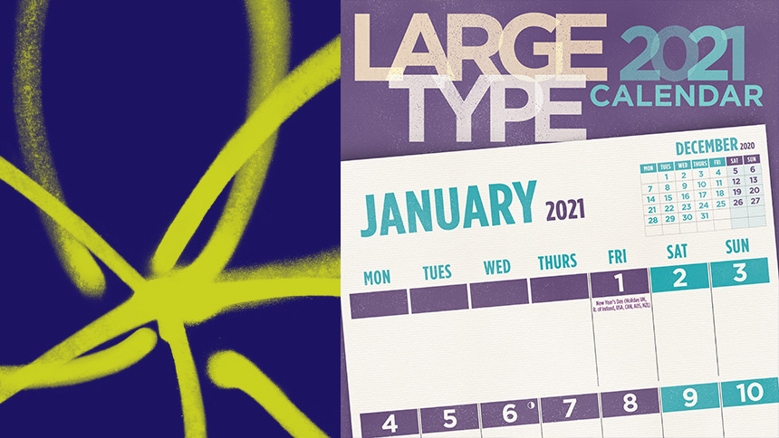 Large type wall calendar