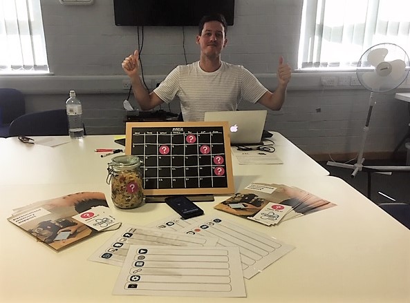 Tom Casson celebrating a great morning of app testing in Peterborough