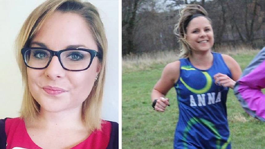 A woman running in an Alzheimer's Society shirt