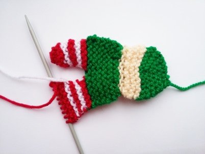 Knitting the Snuggle Elf together