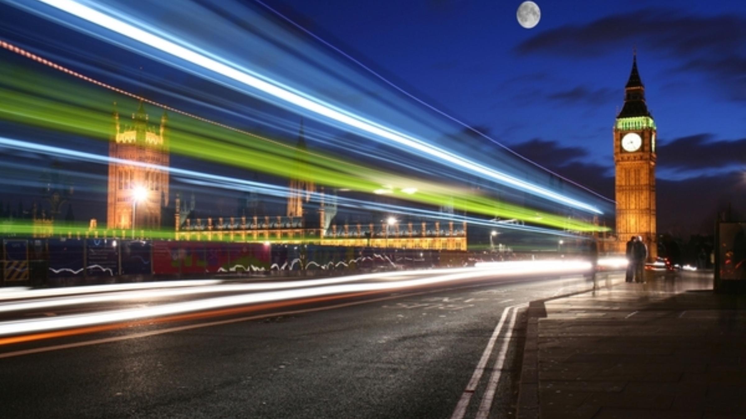 Street view of Westminster at night