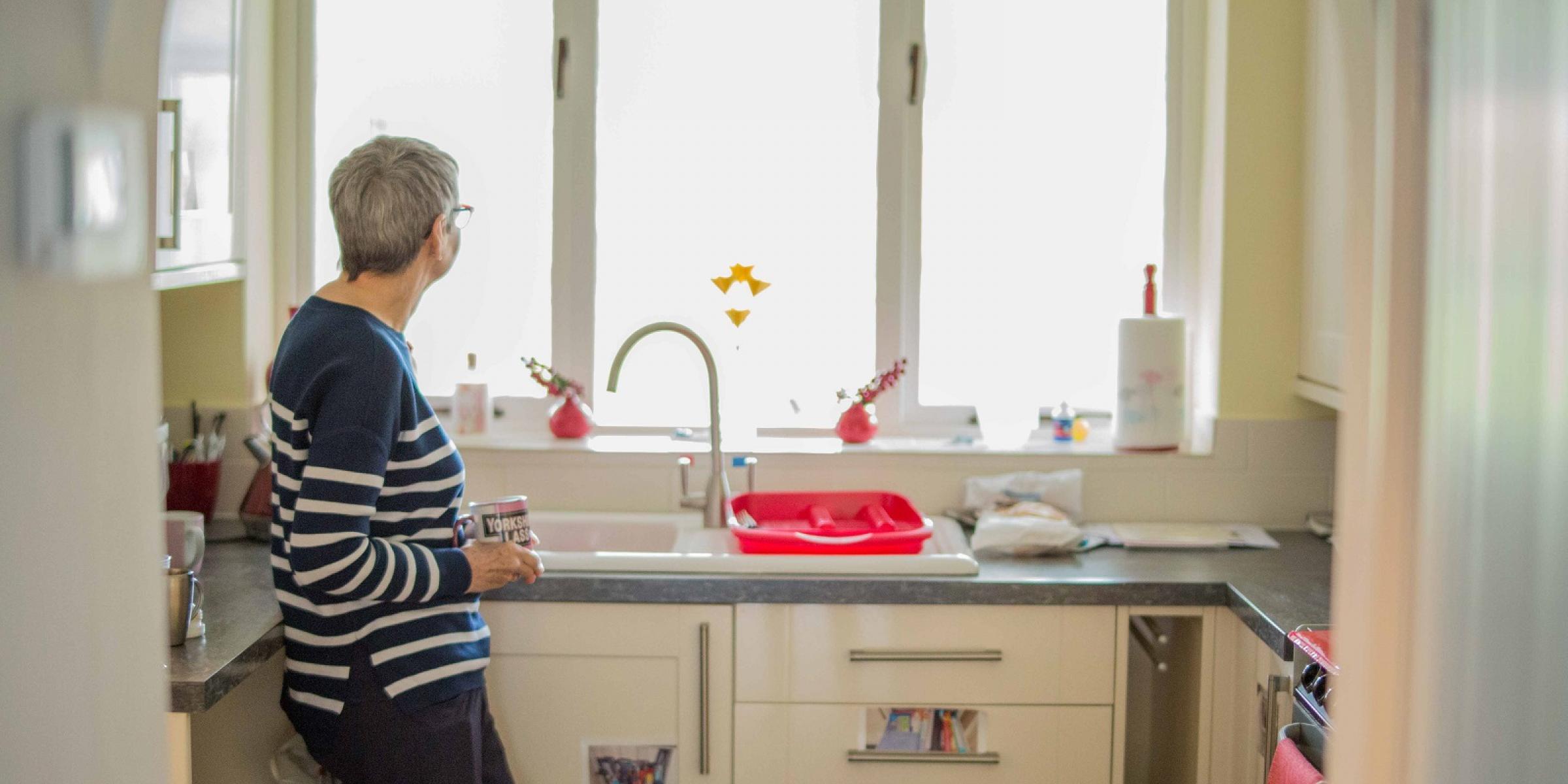 Wendy Mitchell in her kitchen