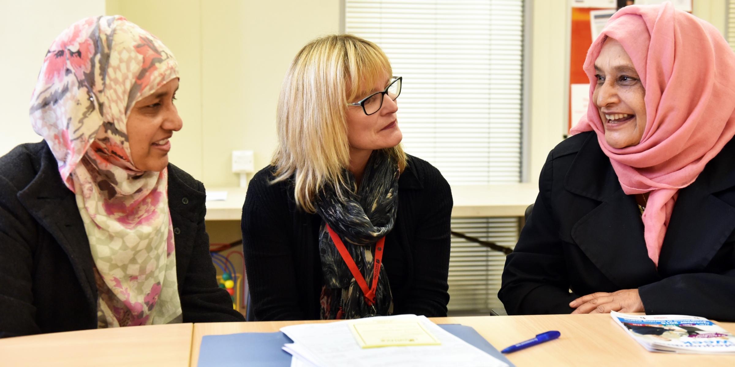 Female researchers talking 