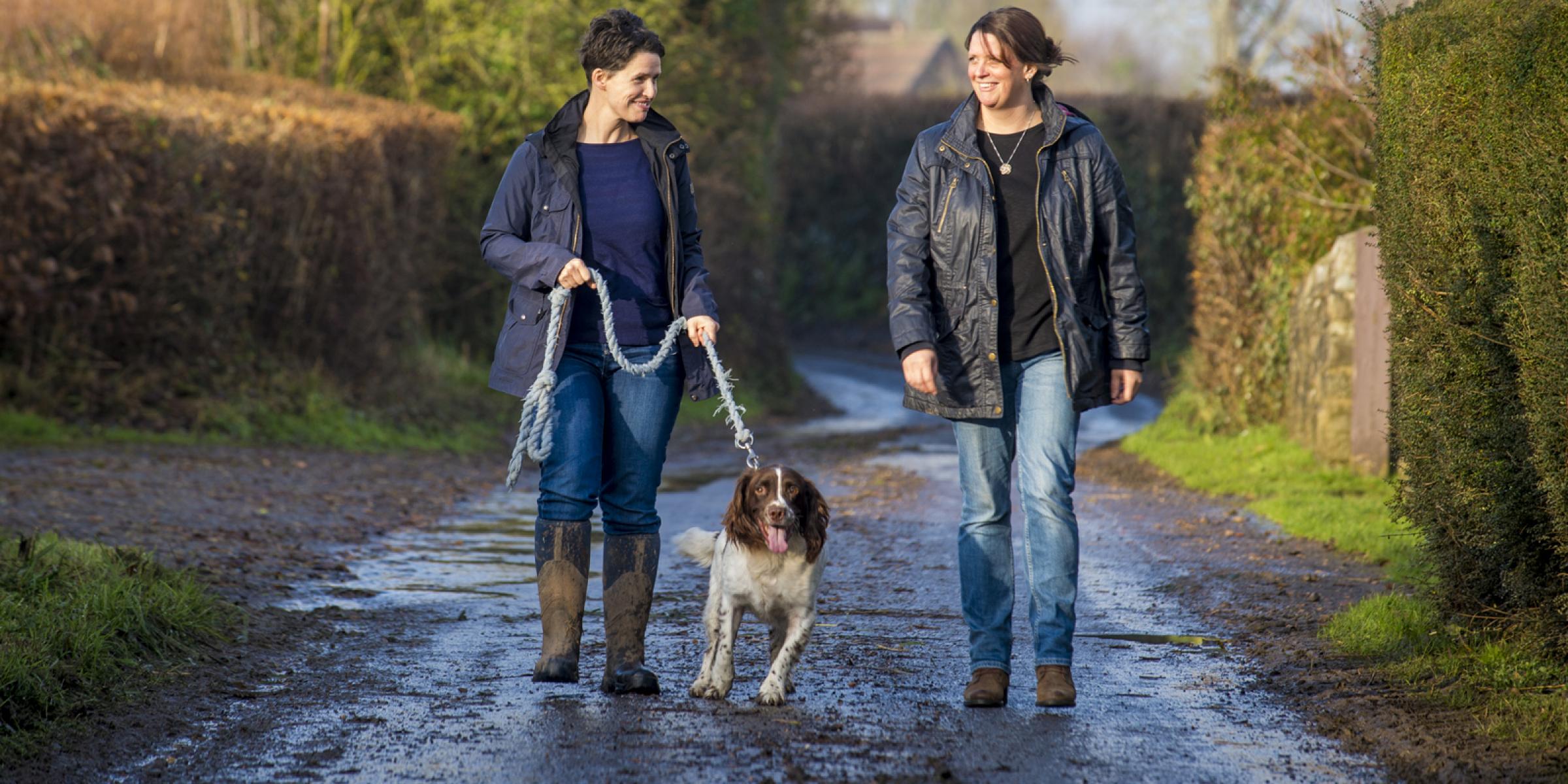 Karenza Frear out with her sister and dog. 