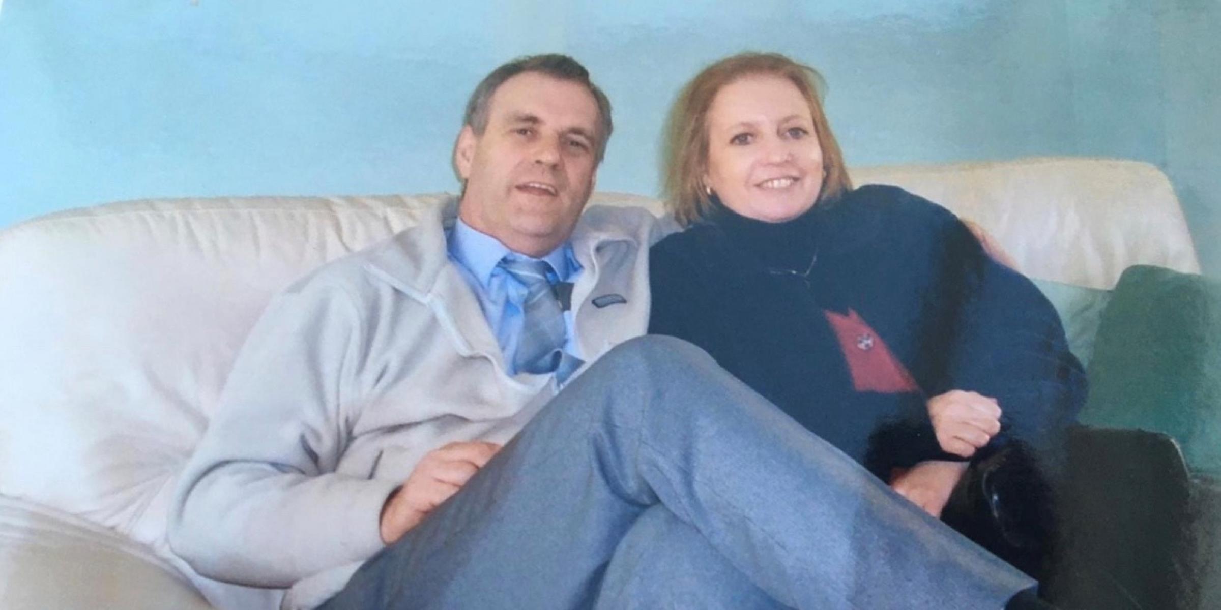 Peter and Joyce sitting on the sofa a number of years ago