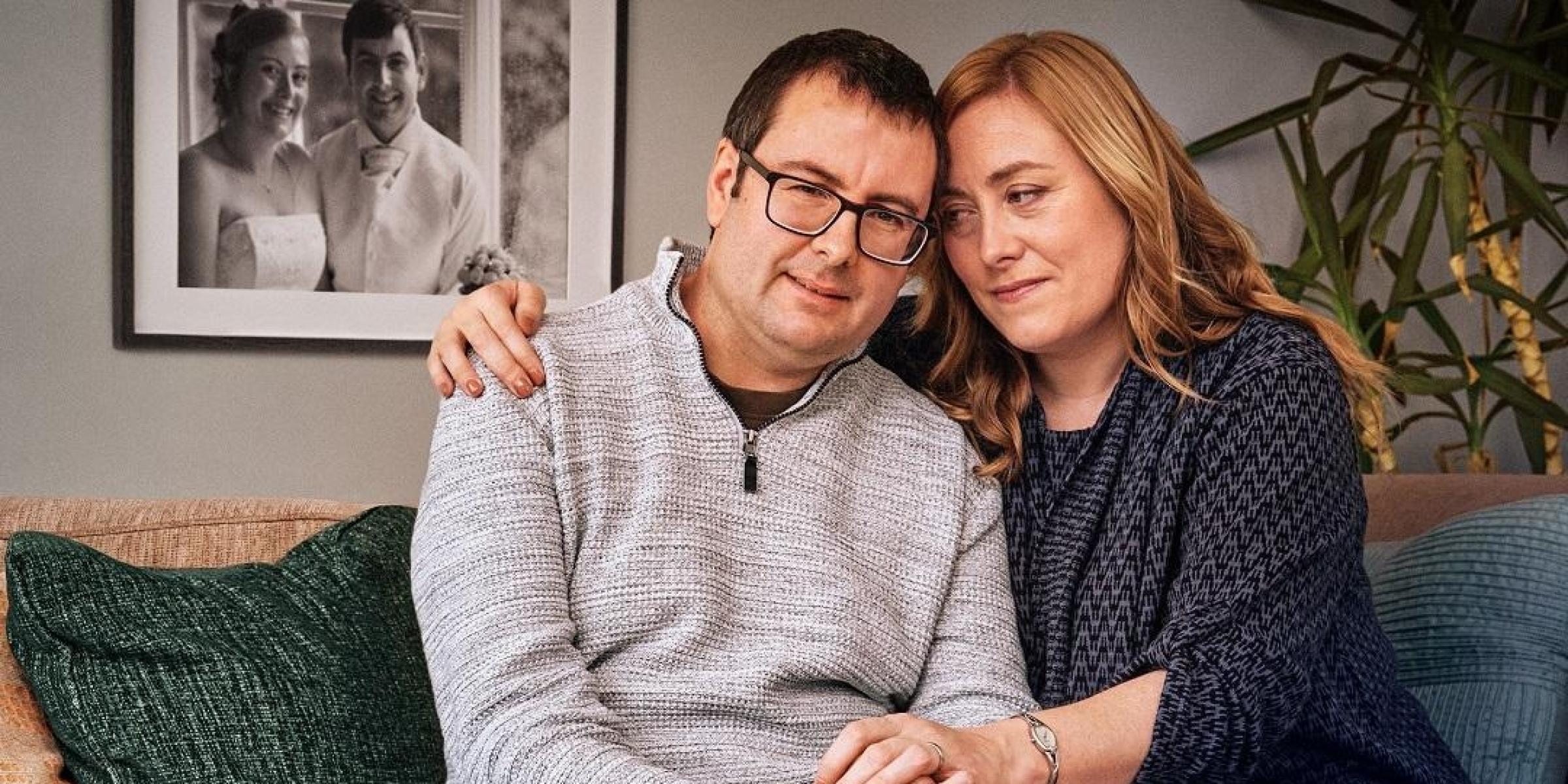 Mark and Caroline sitting at home