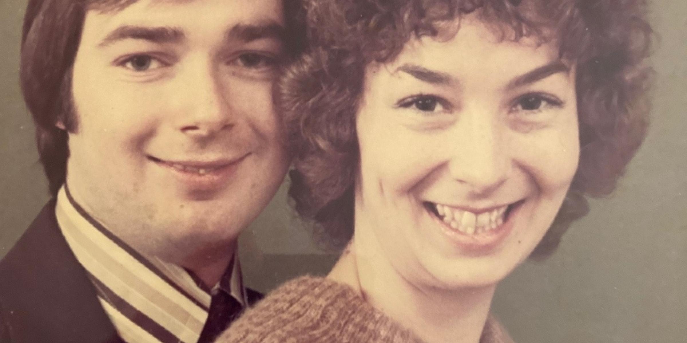 Carol and Stuart Jennings posing for their engagement photograph