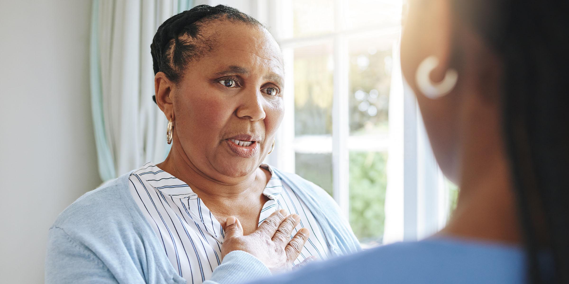 Woman talking from the heart with another person
