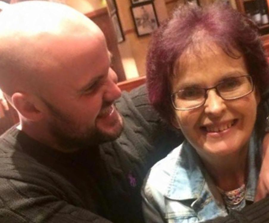 Neil hugging his mum, Yvonne