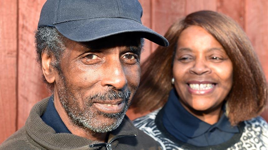 Eugene Harris outside with his wife Diana