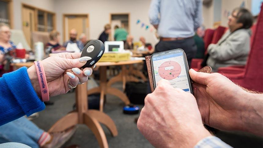 Trying out the safer walking device