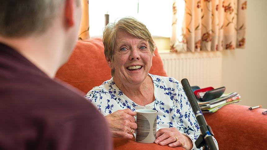 Pam Wood being interviewed.