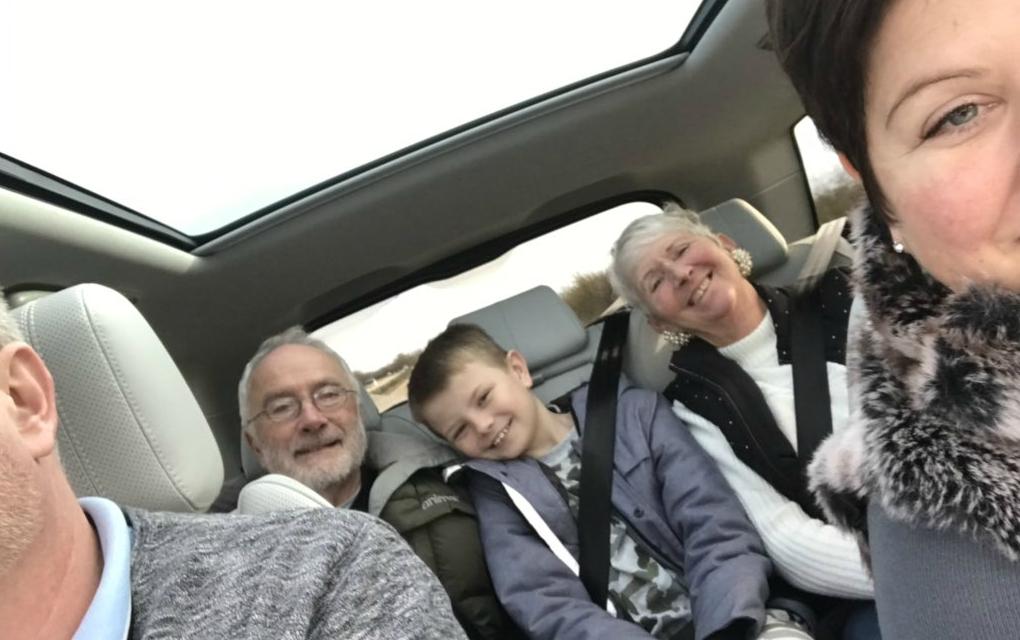 Vanessa Streete and her family in a car