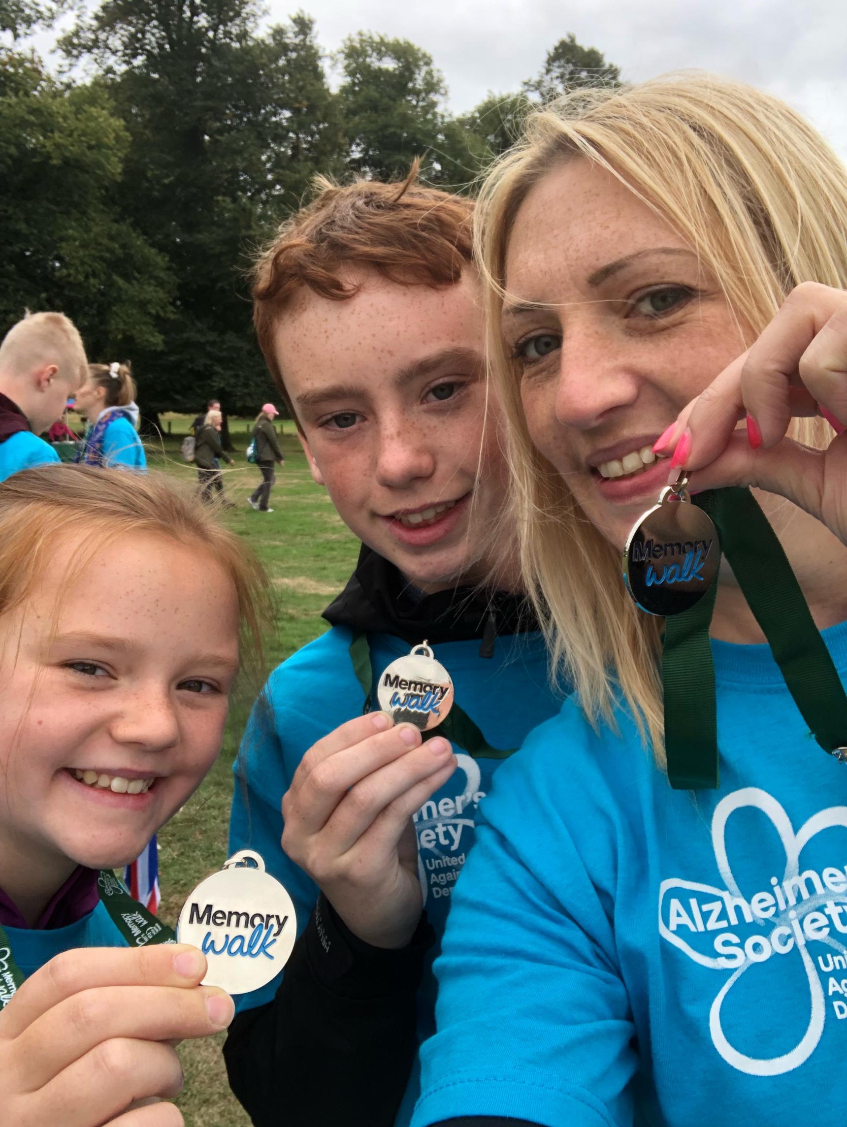 Angela and her kids at Memory Walk