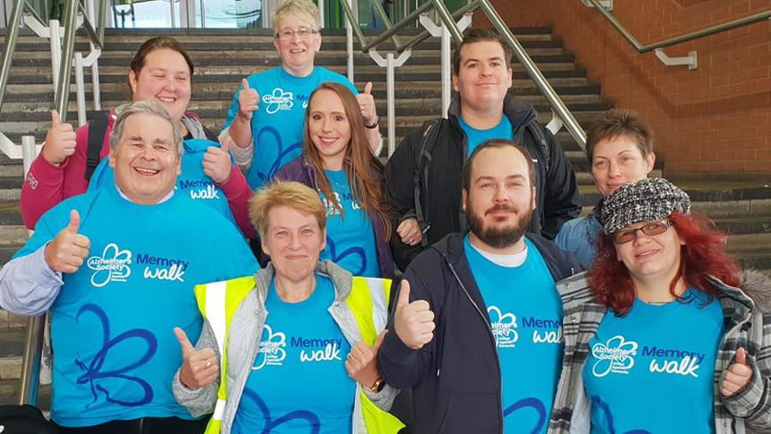 Christine Bridges and others, wearing Memory Walk t-shirts