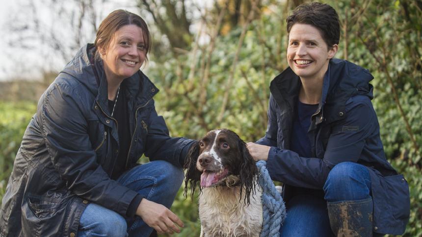 Karenza Frear with her sister and dog