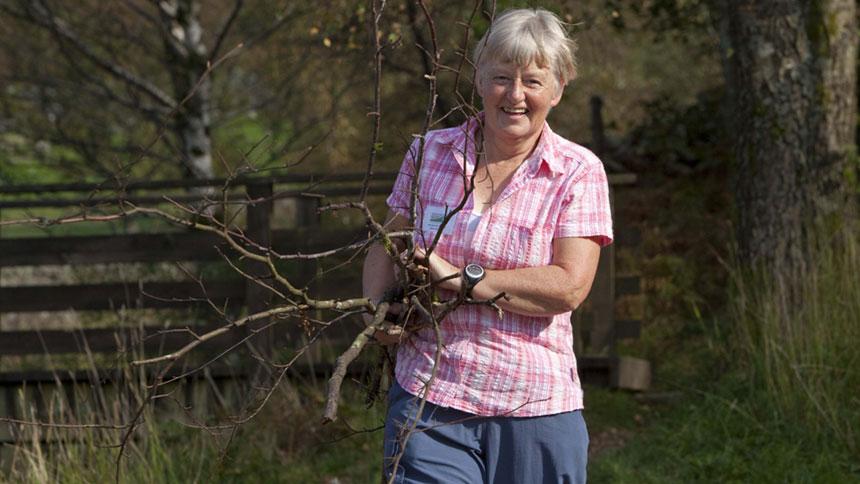 Woman carrying branches