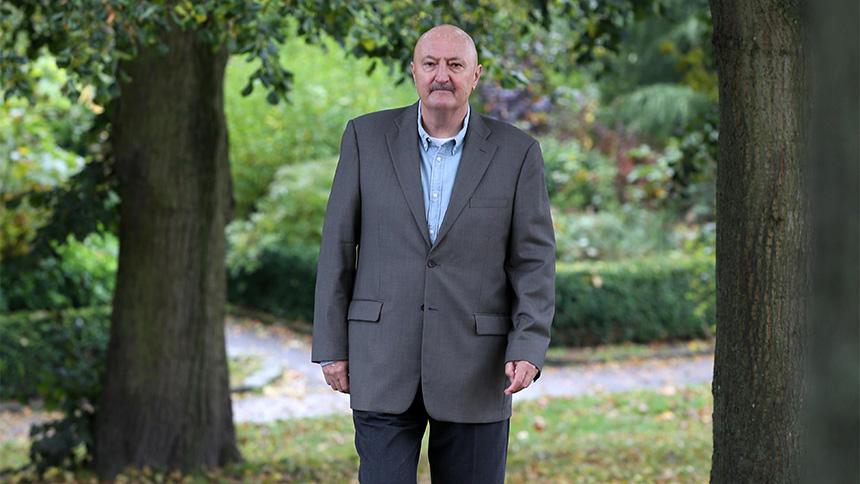 Kevin Jones walking outside