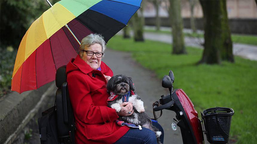 Anne outside with her dog
