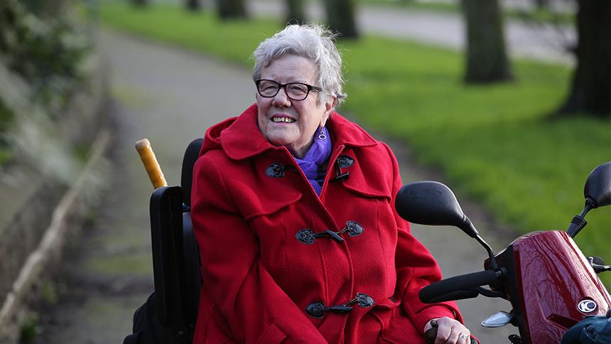 Anne on her mobility scooter