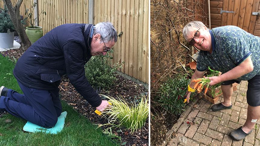 Mick and John in their gardens