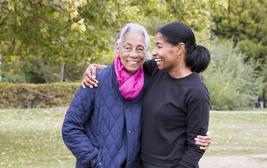 Michelle with an arm around her mum, Daphne