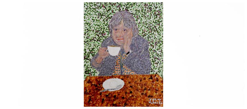 James' artwork of his grandmother titled Isolation