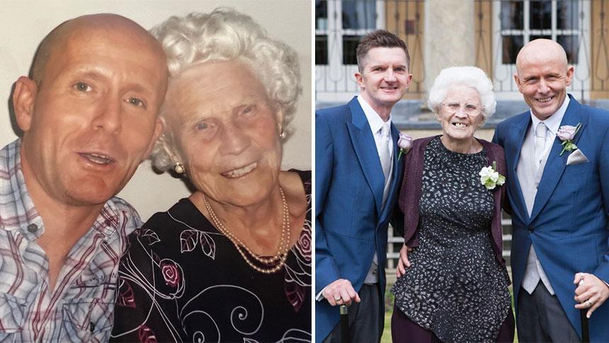 Jay with Nanny V, and with Andrew