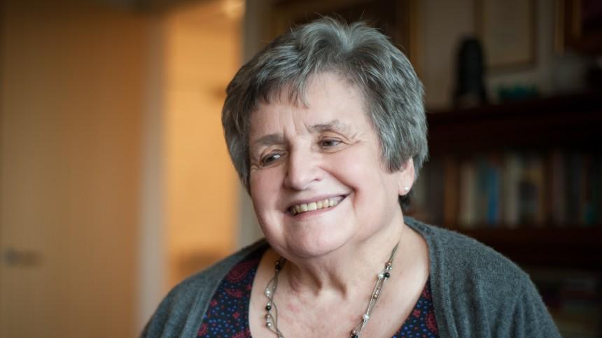 A close-up of Shelagh smiling