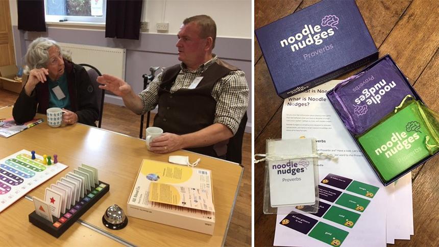 Mavis and Ian playing the All About Us game, and Noodle Nudges