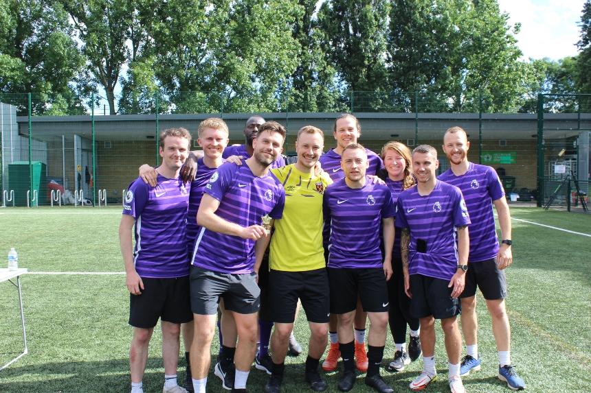 A football team posing for a team photo