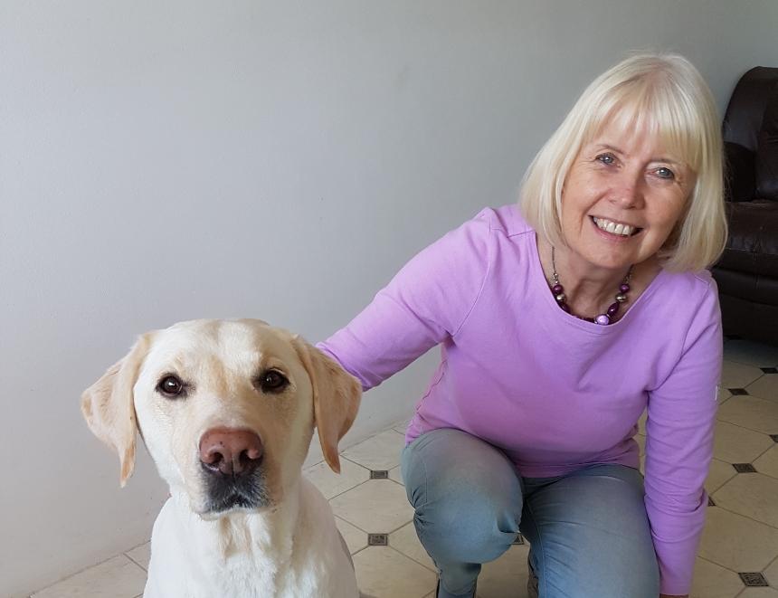 Sandee with the family dog