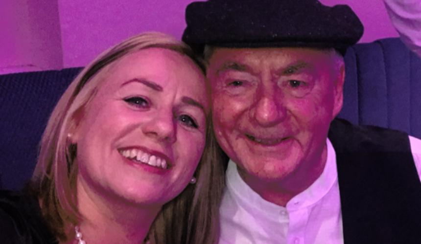 Laura and her dad Peter smiling together 