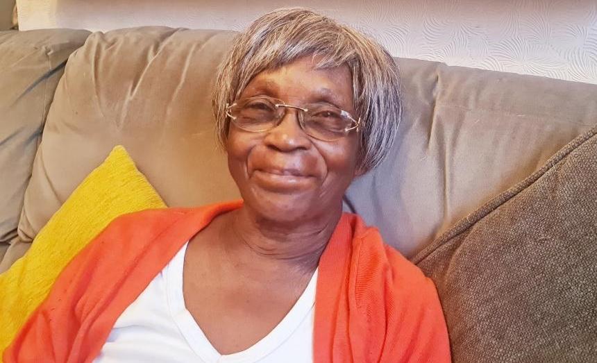 Hilda smiling to the camera