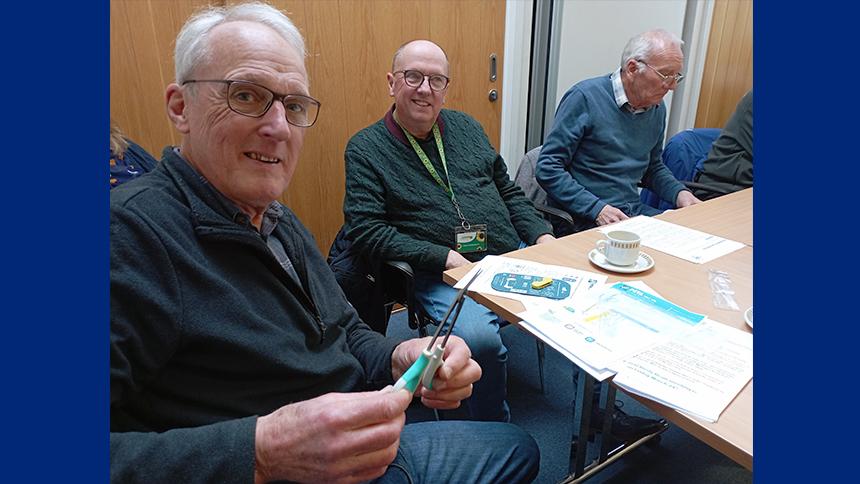 Horsham Rusty Brains testing out the Easi-Grip toenail cutter