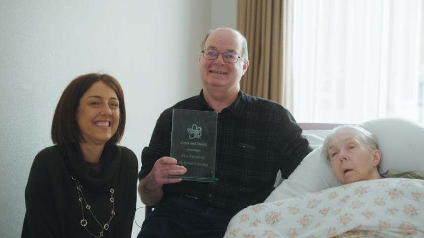 Kate Lee, sat next to Stuart and Carol Jennings. Stuart holds the Vice-President award.