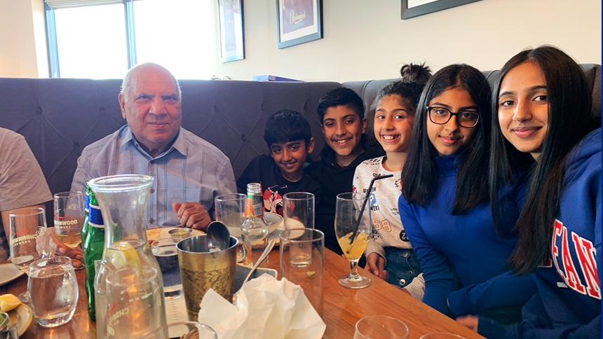 Gurdev Singh also known as 'Dave' with his family