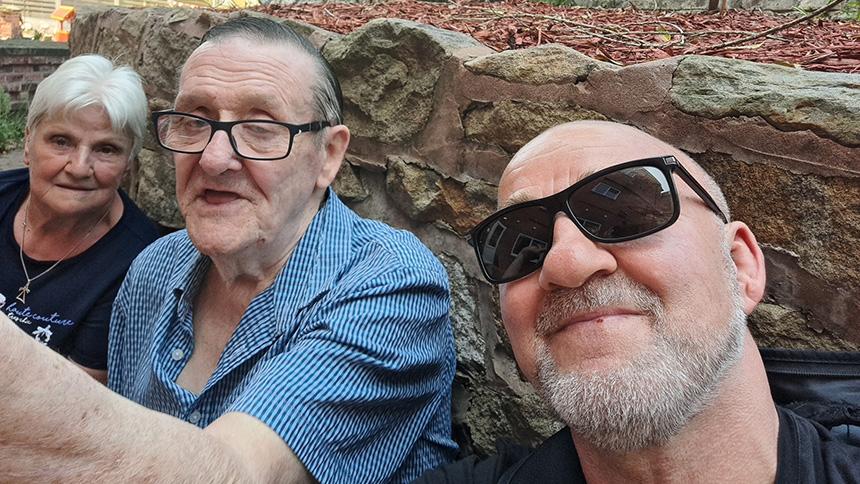 Neil Eckersley (right) with his mother an father