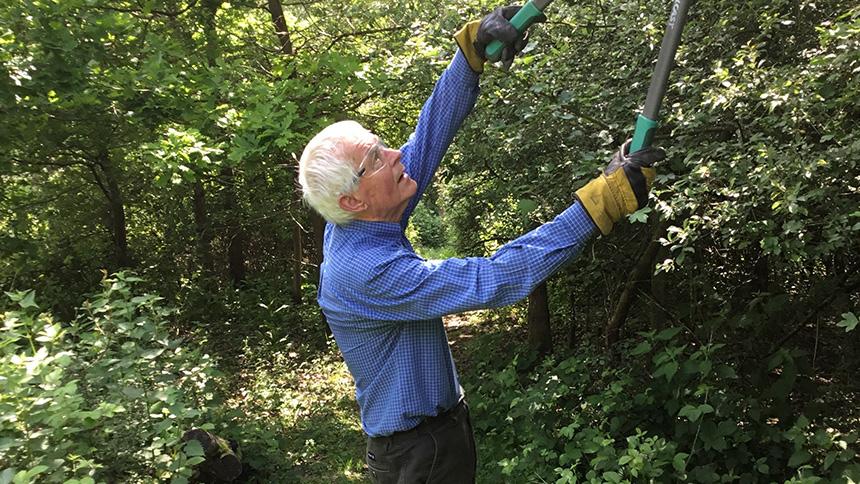 James Spinks working in his woodland