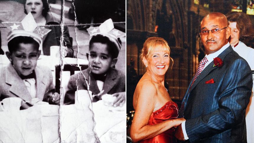 Howard Ducille with his brother as a child, and with his wife