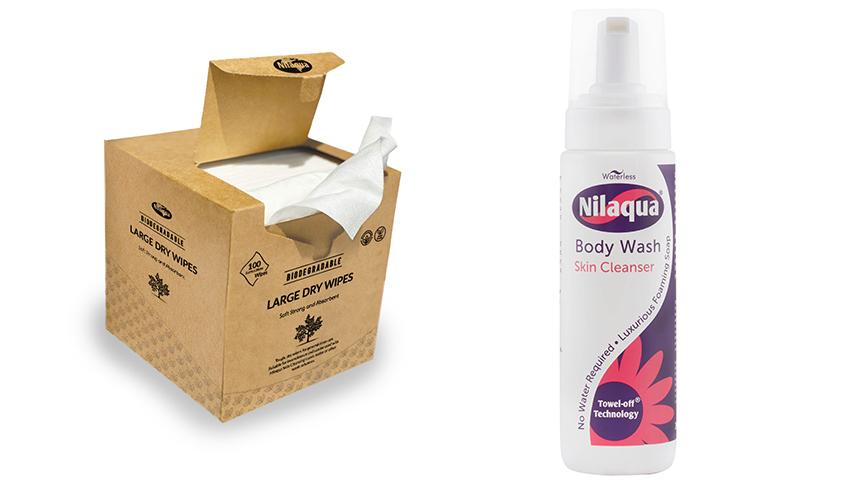 Dry wipes and foam body wash