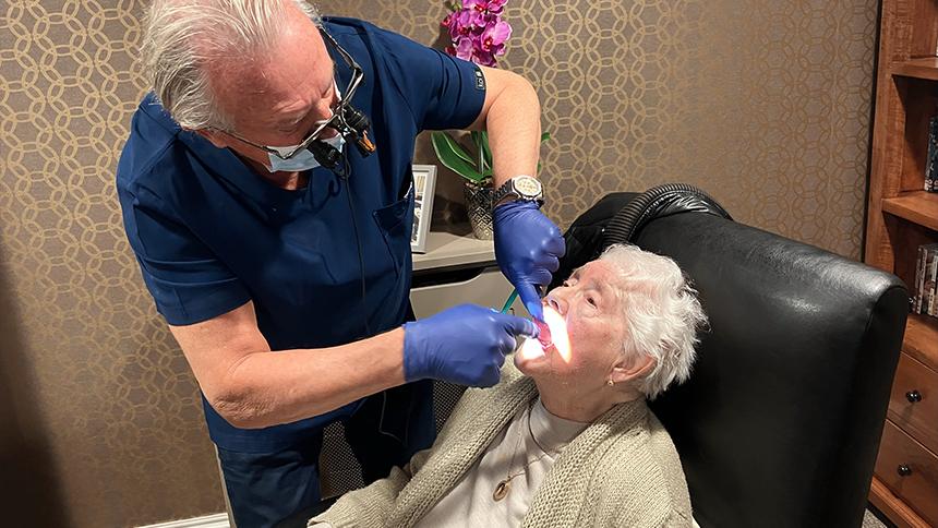 Older person having dental examination