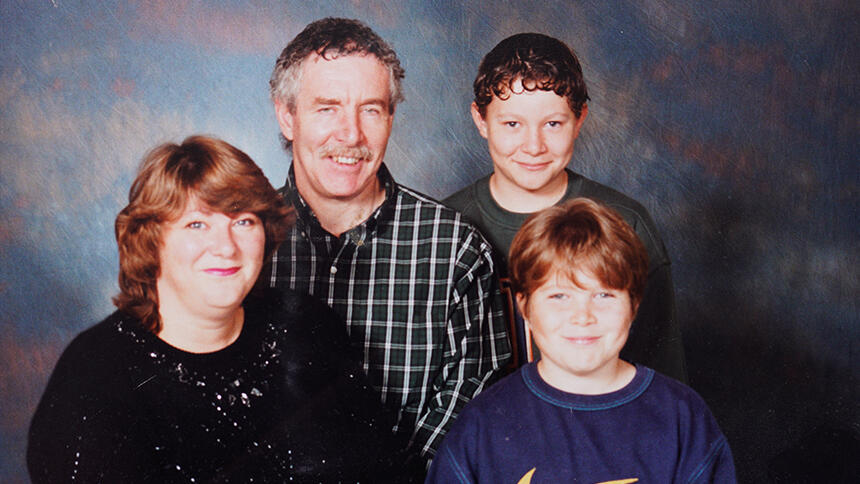An old family photo of Ian, Jane and their sons