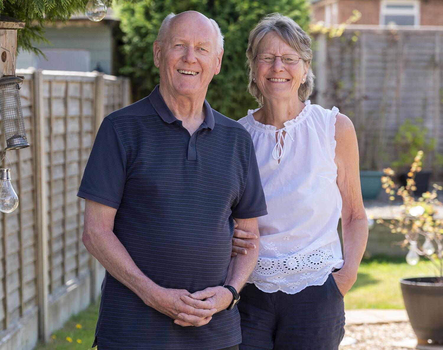 Liz and Jim Rose in their garden