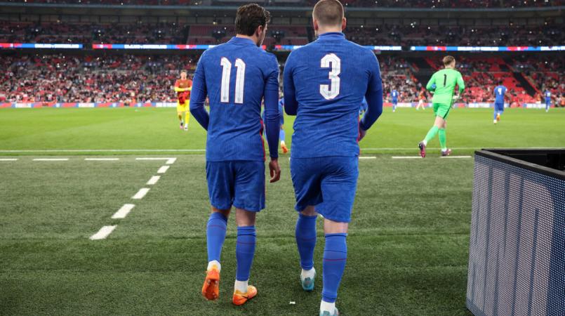 England men's team in nameless shirts