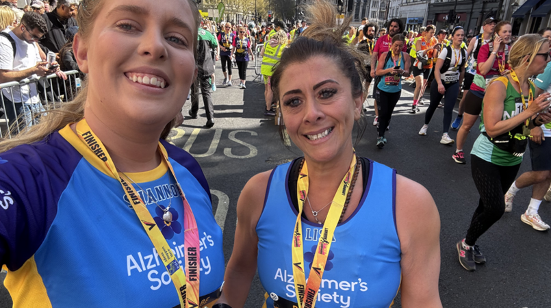Shannon and friend with runner's medals
