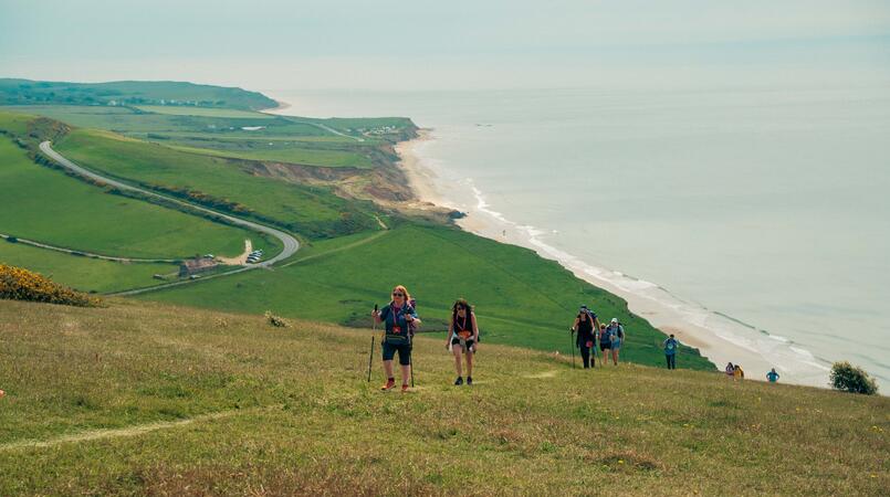 Isle of Wight walkers on cliff path